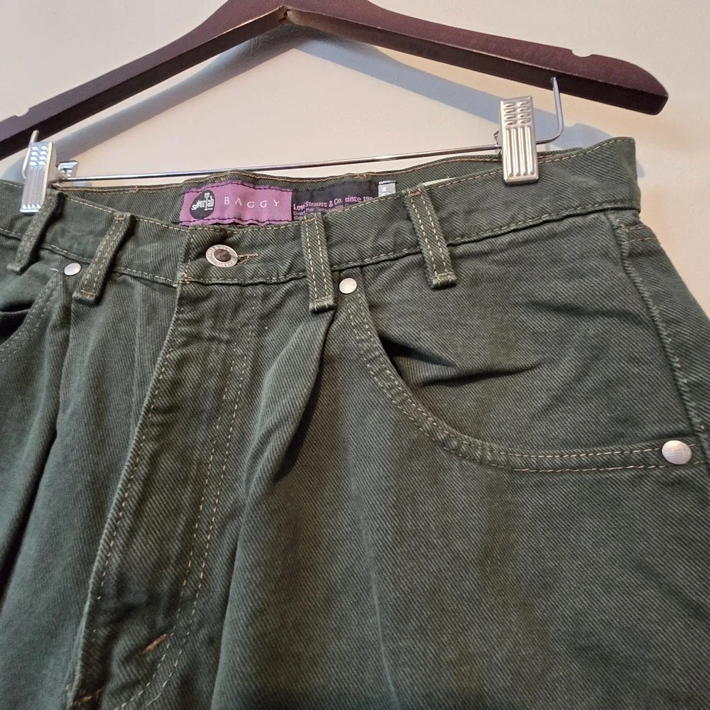 Vintage 1993 Levis Silver Tab Jeans Mens 34x32 Green Baggy USA Grunge Skater EUC